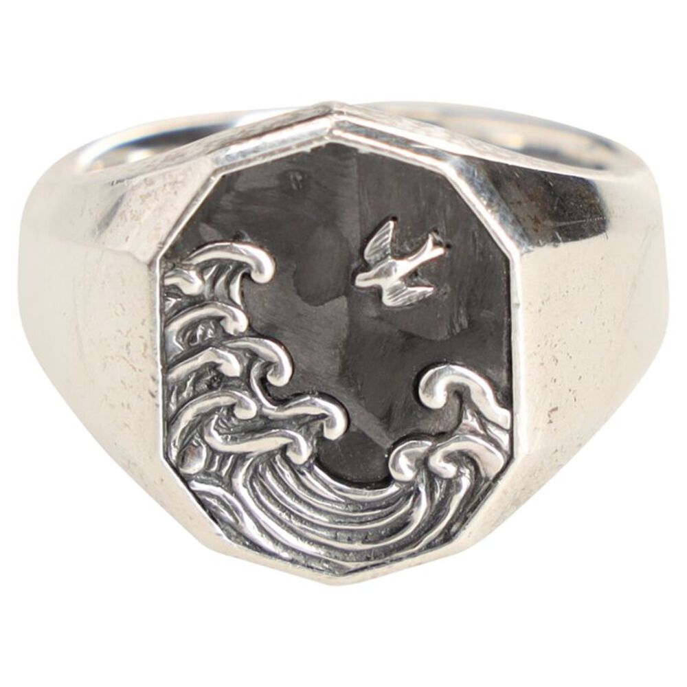 David Yurman Waves Carved Signet Ring in Silver Sterling Silver